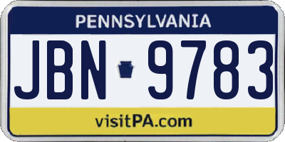 PA license plate JBN9783