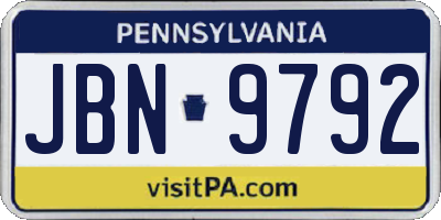 PA license plate JBN9792