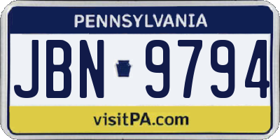 PA license plate JBN9794