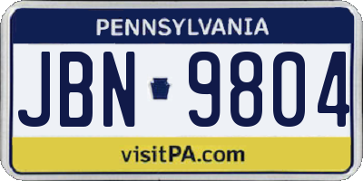 PA license plate JBN9804