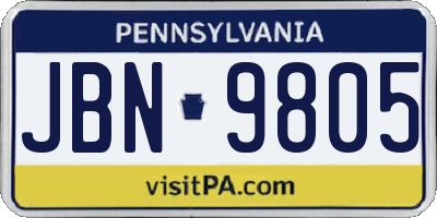 PA license plate JBN9805