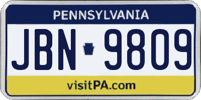 PA license plate JBN9809
