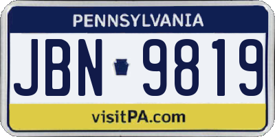 PA license plate JBN9819