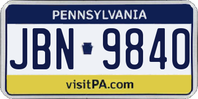 PA license plate JBN9840