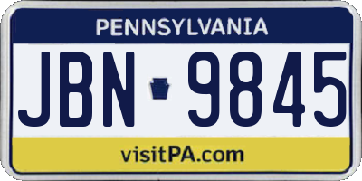 PA license plate JBN9845
