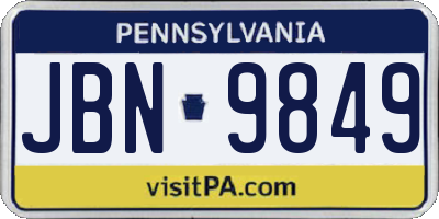 PA license plate JBN9849