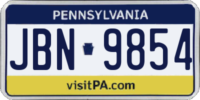 PA license plate JBN9854