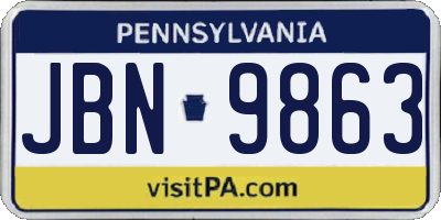 PA license plate JBN9863