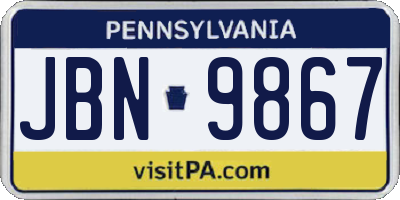 PA license plate JBN9867
