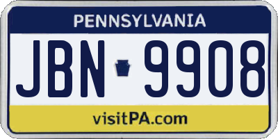 PA license plate JBN9908