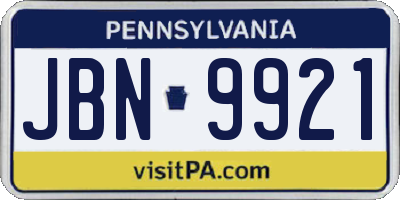 PA license plate JBN9921