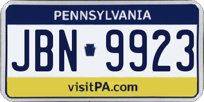 PA license plate JBN9923