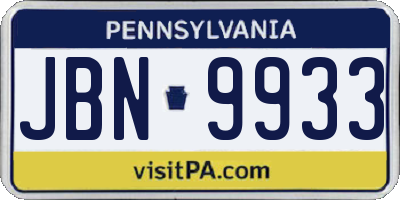PA license plate JBN9933