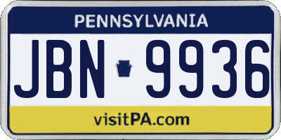 PA license plate JBN9936