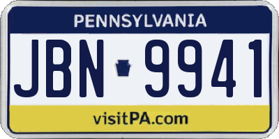 PA license plate JBN9941