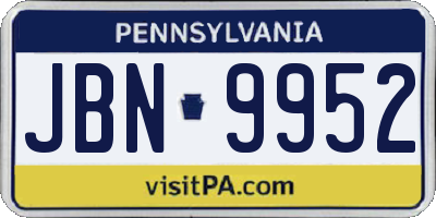 PA license plate JBN9952