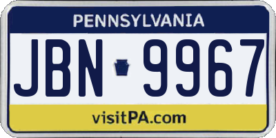 PA license plate JBN9967