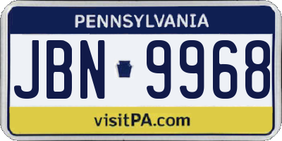 PA license plate JBN9968