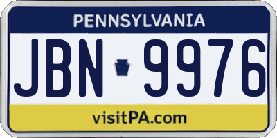 PA license plate JBN9976