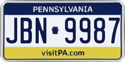 PA license plate JBN9987