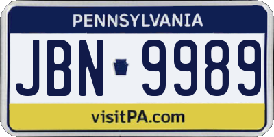 PA license plate JBN9989