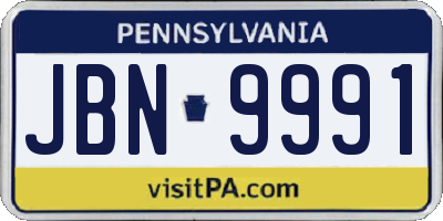 PA license plate JBN9991