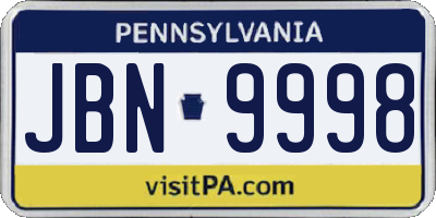 PA license plate JBN9998