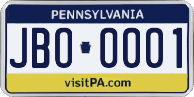 PA license plate JBO0001