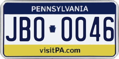 PA license plate JBO0046