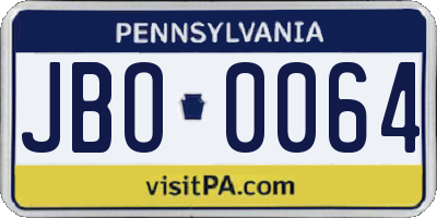 PA license plate JBO0064