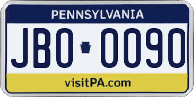 PA license plate JBO0090