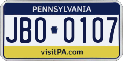 PA license plate JBO0107