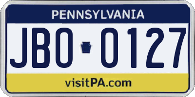 PA license plate JBO0127