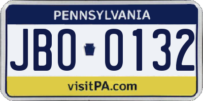 PA license plate JBO0132