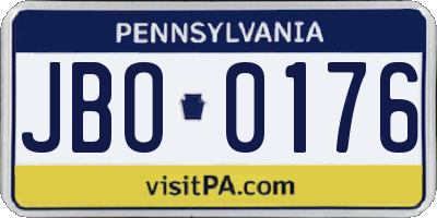 PA license plate JBO0176