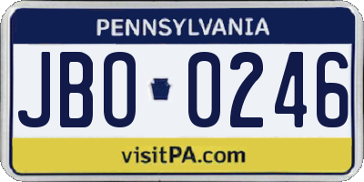 PA license plate JBO0246