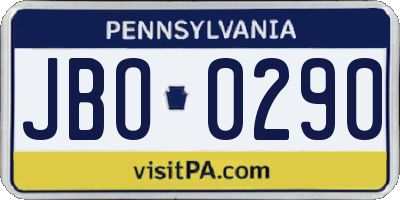 PA license plate JBO0290