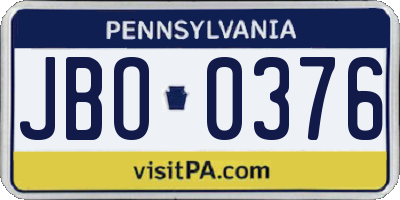 PA license plate JBO0376