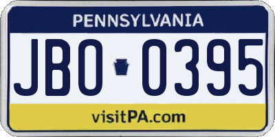PA license plate JBO0395