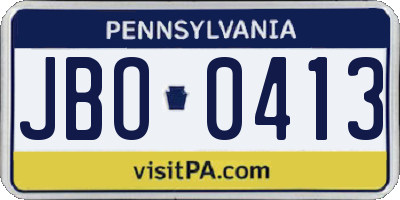 PA license plate JBO0413