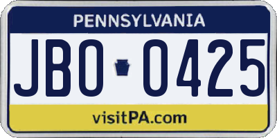 PA license plate JBO0425