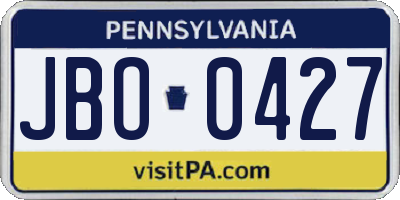 PA license plate JBO0427