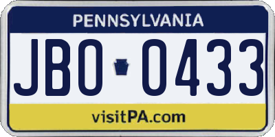PA license plate JBO0433