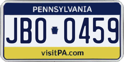 PA license plate JBO0459