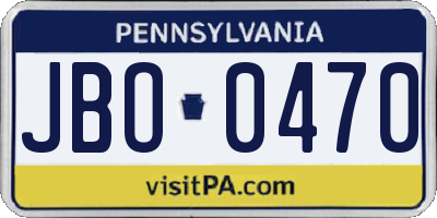 PA license plate JBO0470