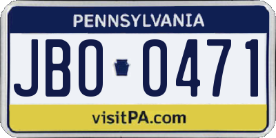 PA license plate JBO0471
