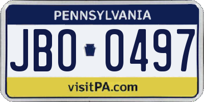 PA license plate JBO0497