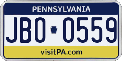 PA license plate JBO0559
