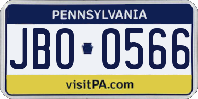 PA license plate JBO0566