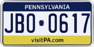 PA license plate JBO0617